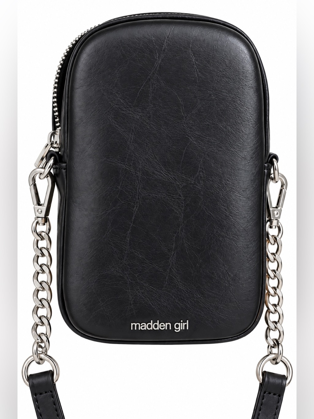 Madden Girl Black Crossbody Phone Bag with Chain Strap